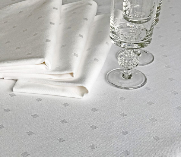 Damast-Tischdecke Kuba, rund, weiß, mit festlichem Muster, Ø 240
