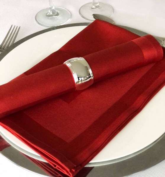 6 Stoffservietten, Padua, ziegelrot, mit Atlaskante, 50x50