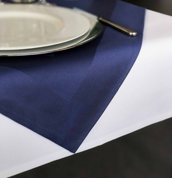 Mitteldecke Padua, marine-dunkelblau, mit Atlaskante, 80x80