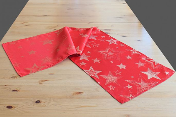 Weihnachtstischläufer Sternzauber, rot/gold, 40x140