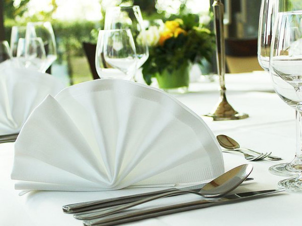 25 Stoffservietten, Sara, weiß, mit Atlaskante, 50x50